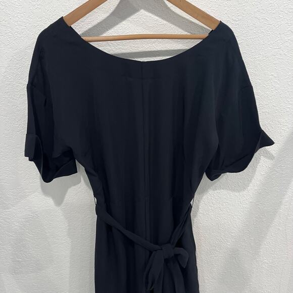 Everlane Japanese GoWeave Essential Short Sleeve Jumpsuit 10 NWT Pockets Black - Picture 4 of 9